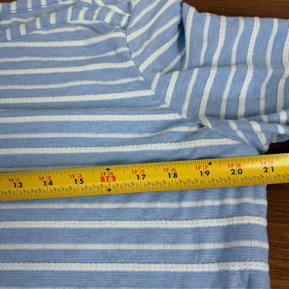 Croft & Barrow Women's XL Blue Striped Embroidered 3/4 Slv‎ Button Cuff Knit Top - Picture 8 of 12